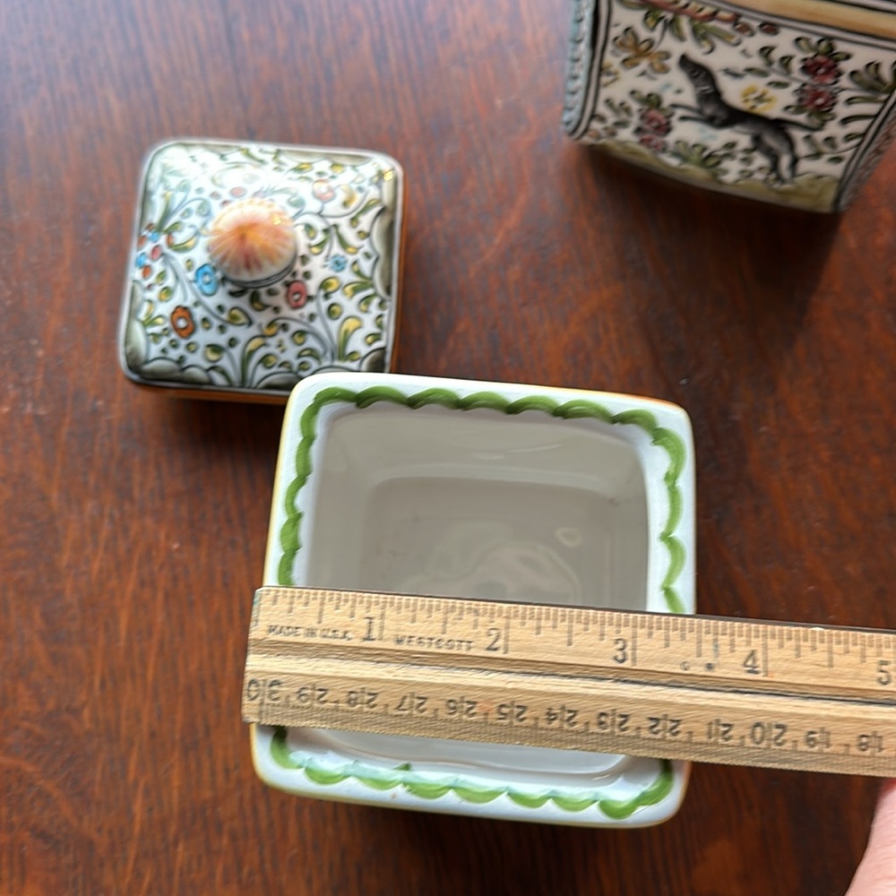 🇵🇹Ceramicas De Coimbra 3.5 wide x 5” H Square hand painted jar/lid Portugal - Picture 14 of 16